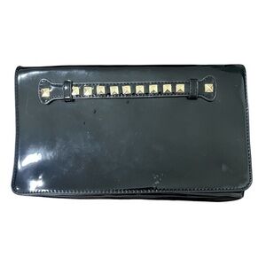 LILY & IVY Clutch Bag Black PVC Bag Folded‎ Bag Business Casual Bag Wristlet